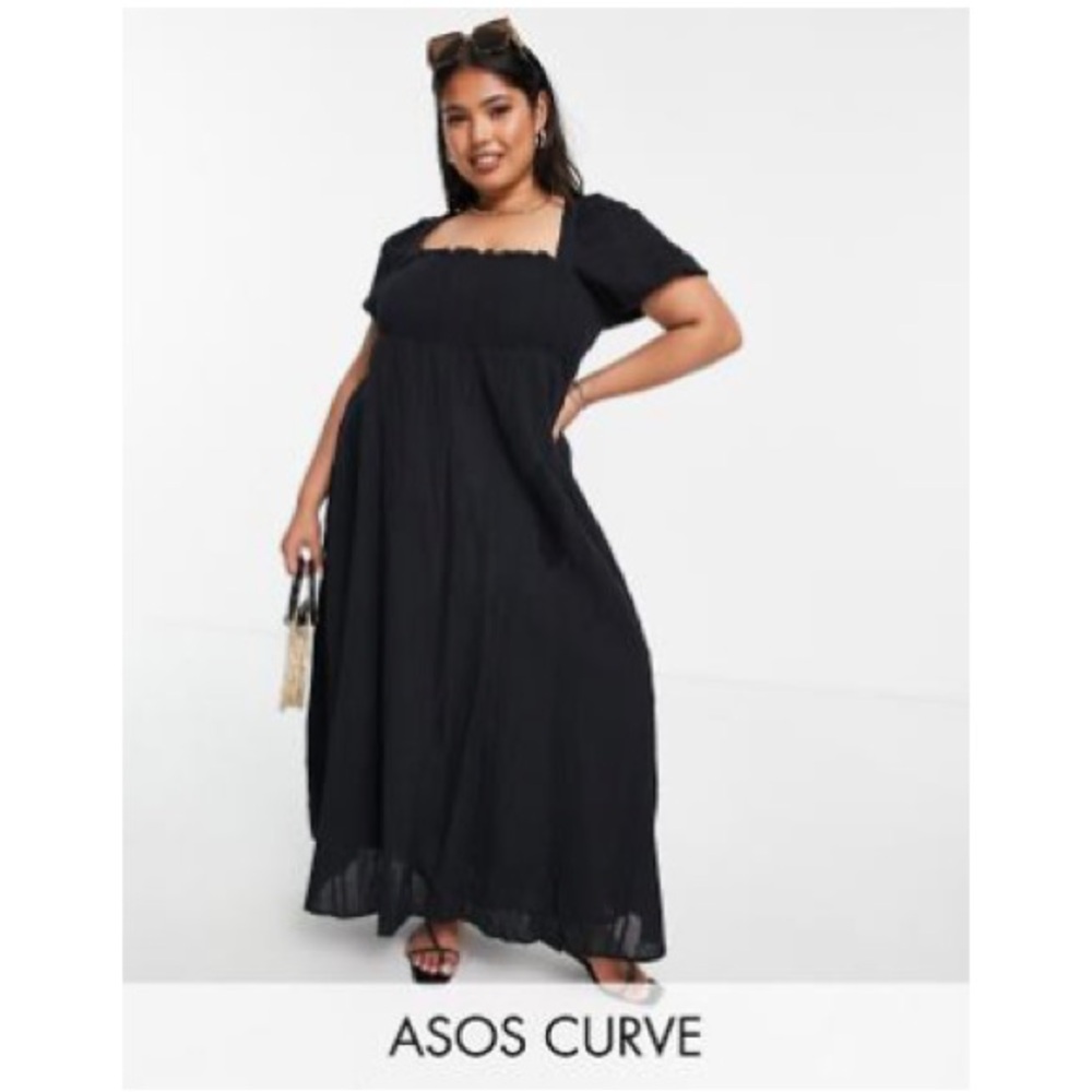 ASOS Curve Shirred Bustier Maxi Dress
